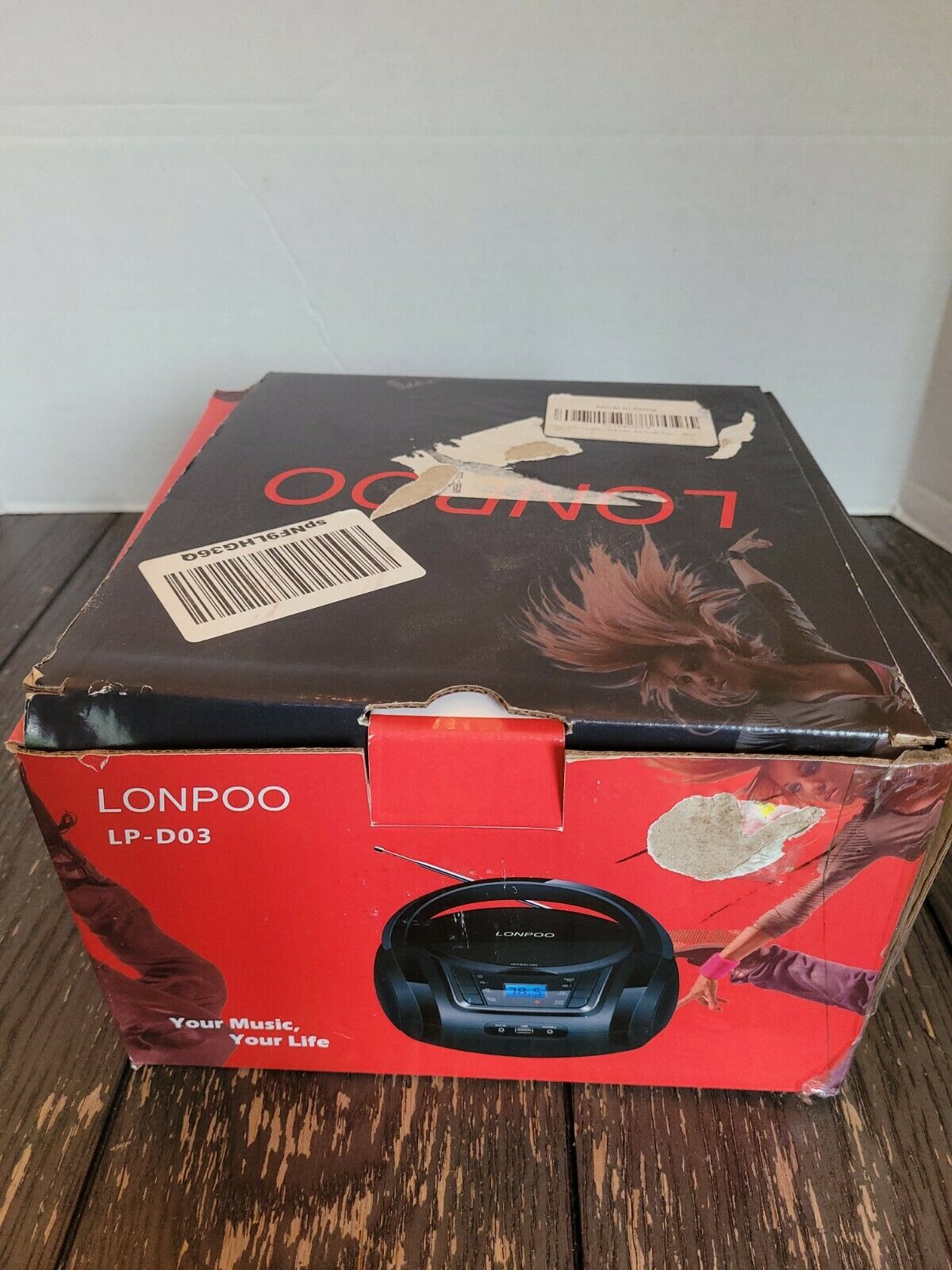 Lonpoo Cd Player Portable Boombox W/ Fm Radio/usb/bluetooth/aux Lp-d03 - Nib