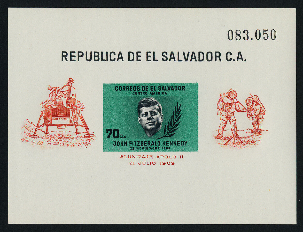 Salvador 798a Mnh John F. Kennedy, Apollo 11 O/p