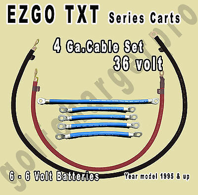Ezgo Txt Golf Cart 36 Volt 4 Gauge Heavy Duty Battery Cable Wiring Set