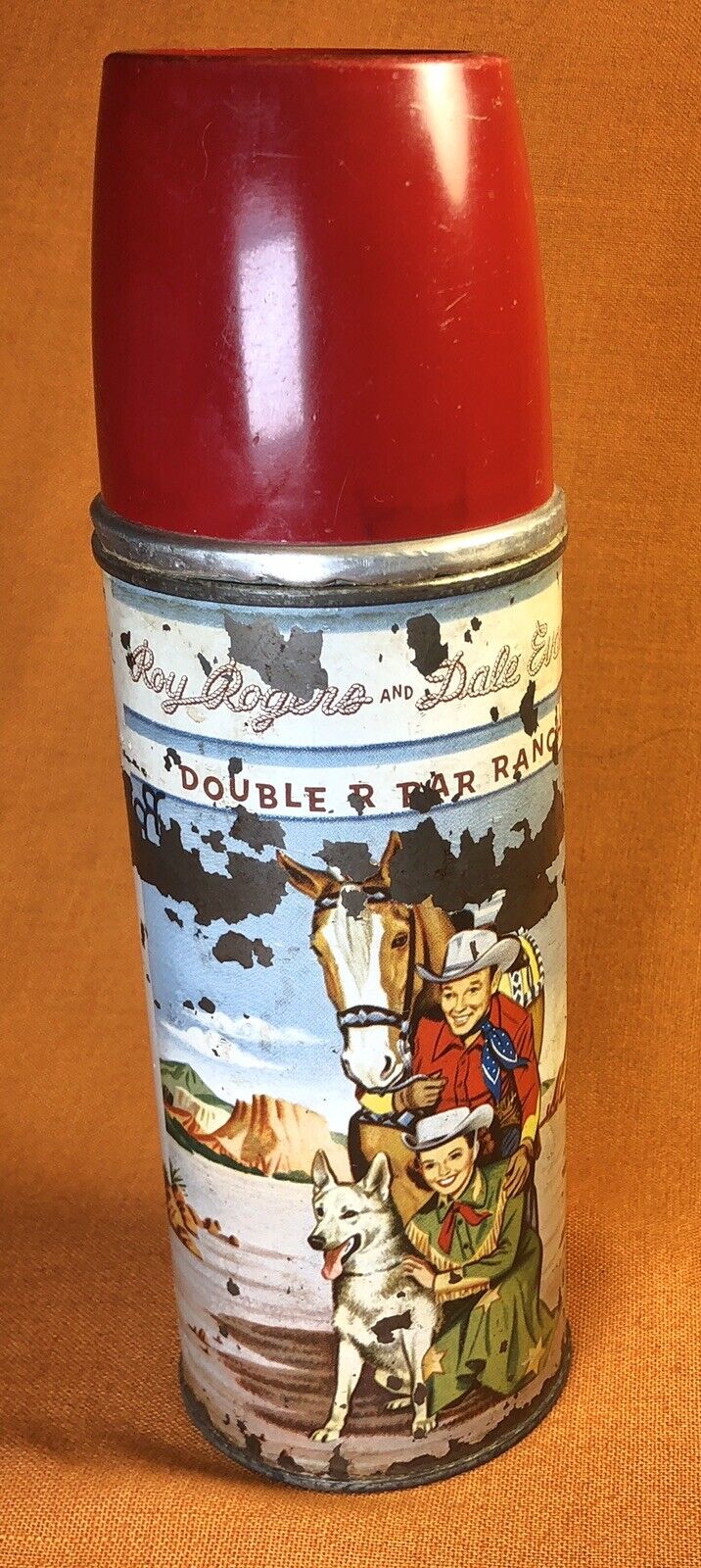 Vintage Roy Rogers Dale Evans Trigger, Bullet The Dog Thermos 50's Retro Cork