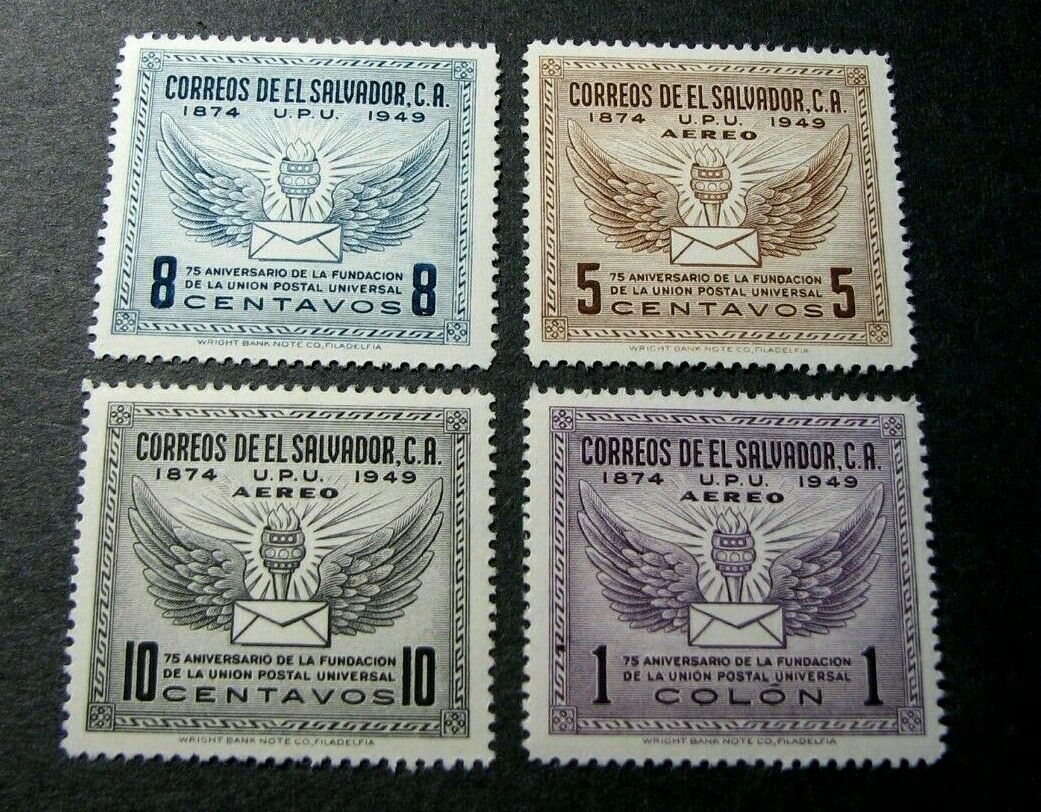 Salvador, El Stamp Scott# 613,c122-c124 Torch & Winged Letter 1949  Mnh  C521