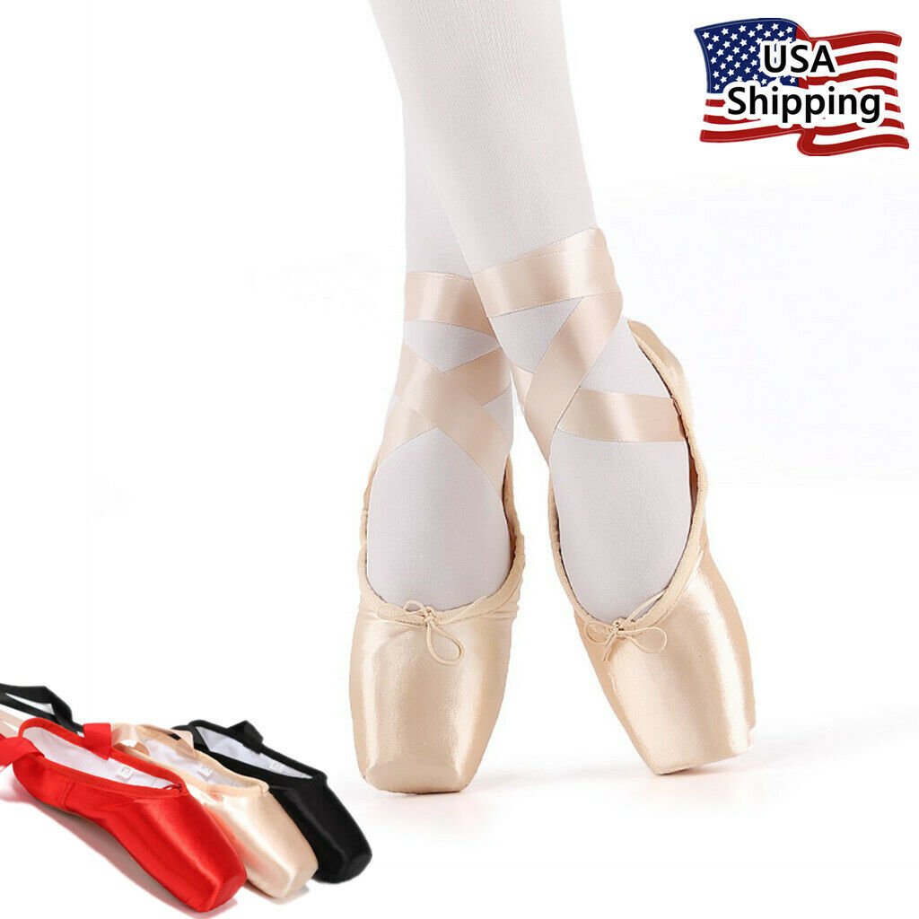 Nexete Professional  Pointe Ballet Shoes For Girl Women Pink Black & Red