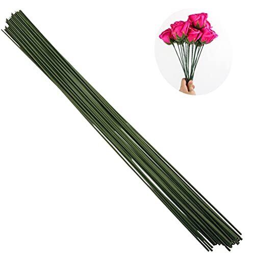 Arlai Pack Of 50 Diameter 2mm Dark Green Paper Wrapped Floral Stem Wire 16 In...