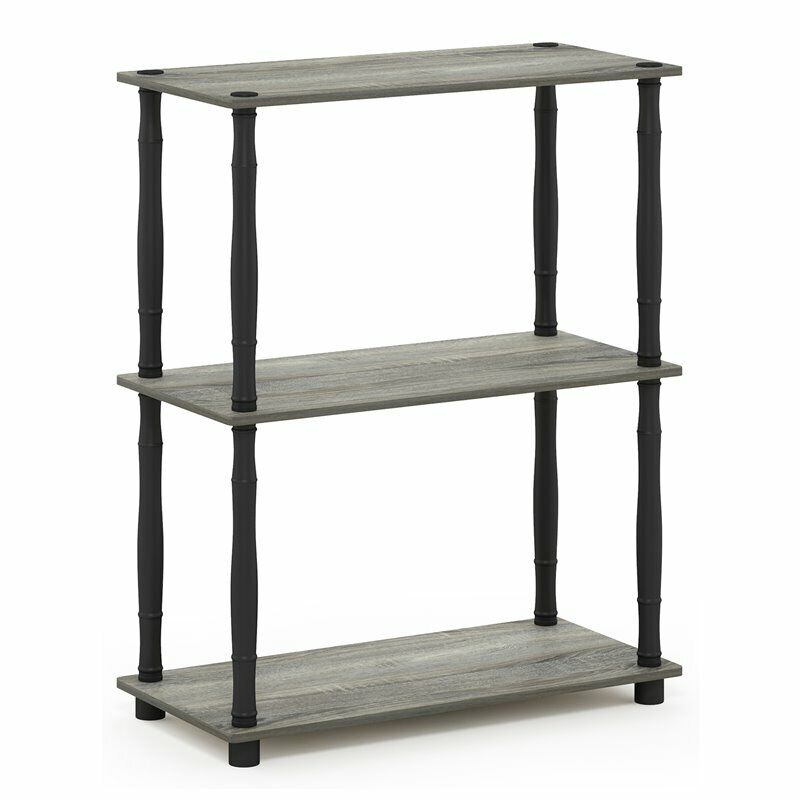 Furinno Turn-n-tube Wood 3-tier Shelf Display Rack In French Oak Gray/black