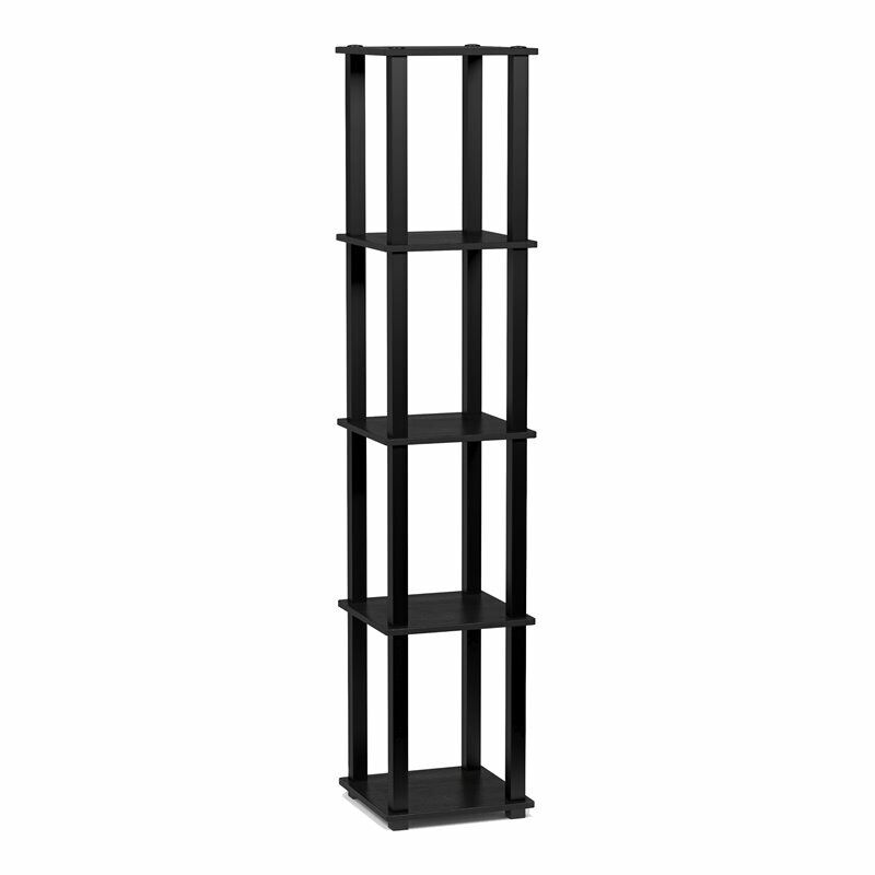 Furinno Turn-s-tube Wood 5-tier Corner Rack Display Shelf In Americano Black