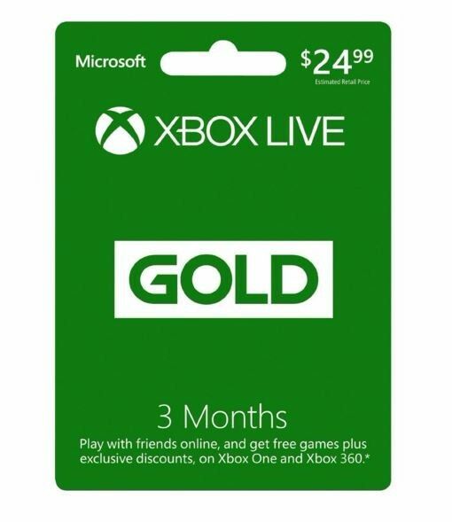 Microsoft Xbox Live 3 Month Gold Membership For Xbox 360 / Xbox One