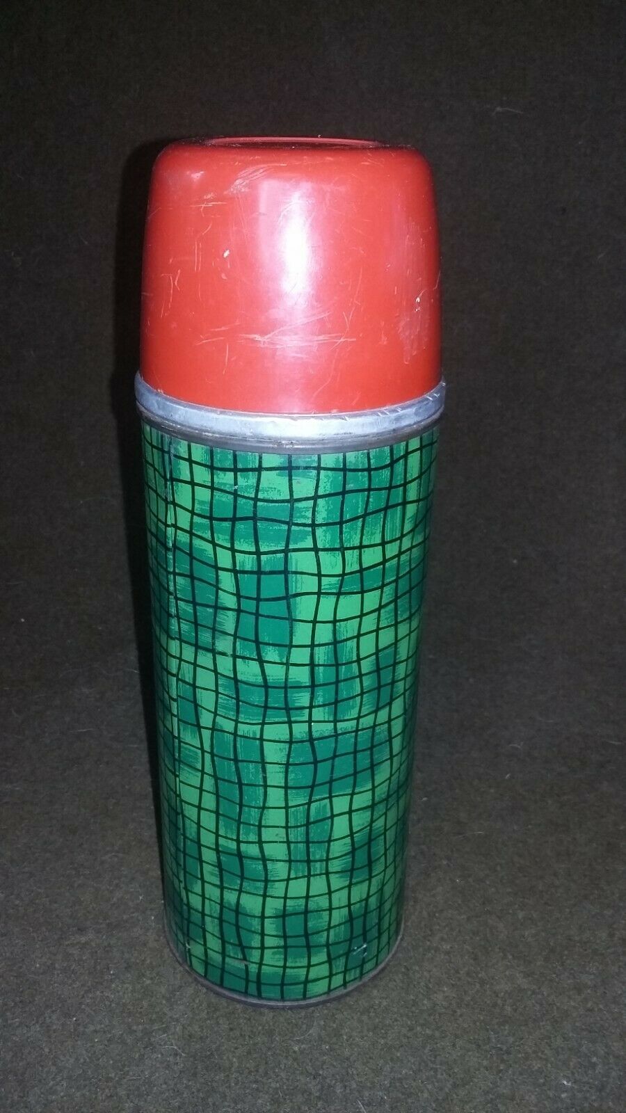 Aladdin 1930s No. 32-a Hy-lo 1 Quart Vacuum Bottle Thermos Green & Red