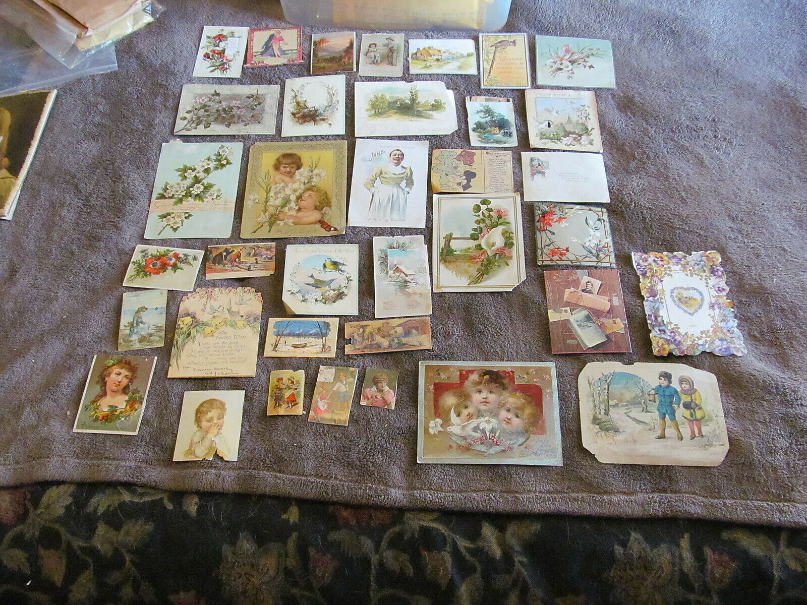 Lot Of 36 Fabulous Vintage Victorian Christmas & Holiday Cards - Singles - Look!
