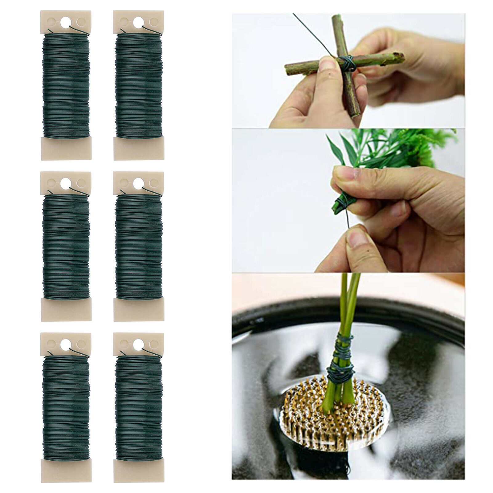 6 Pack Green Reel Floral Wire Lacquered Florist Wire Wreaths Crafts Diy
