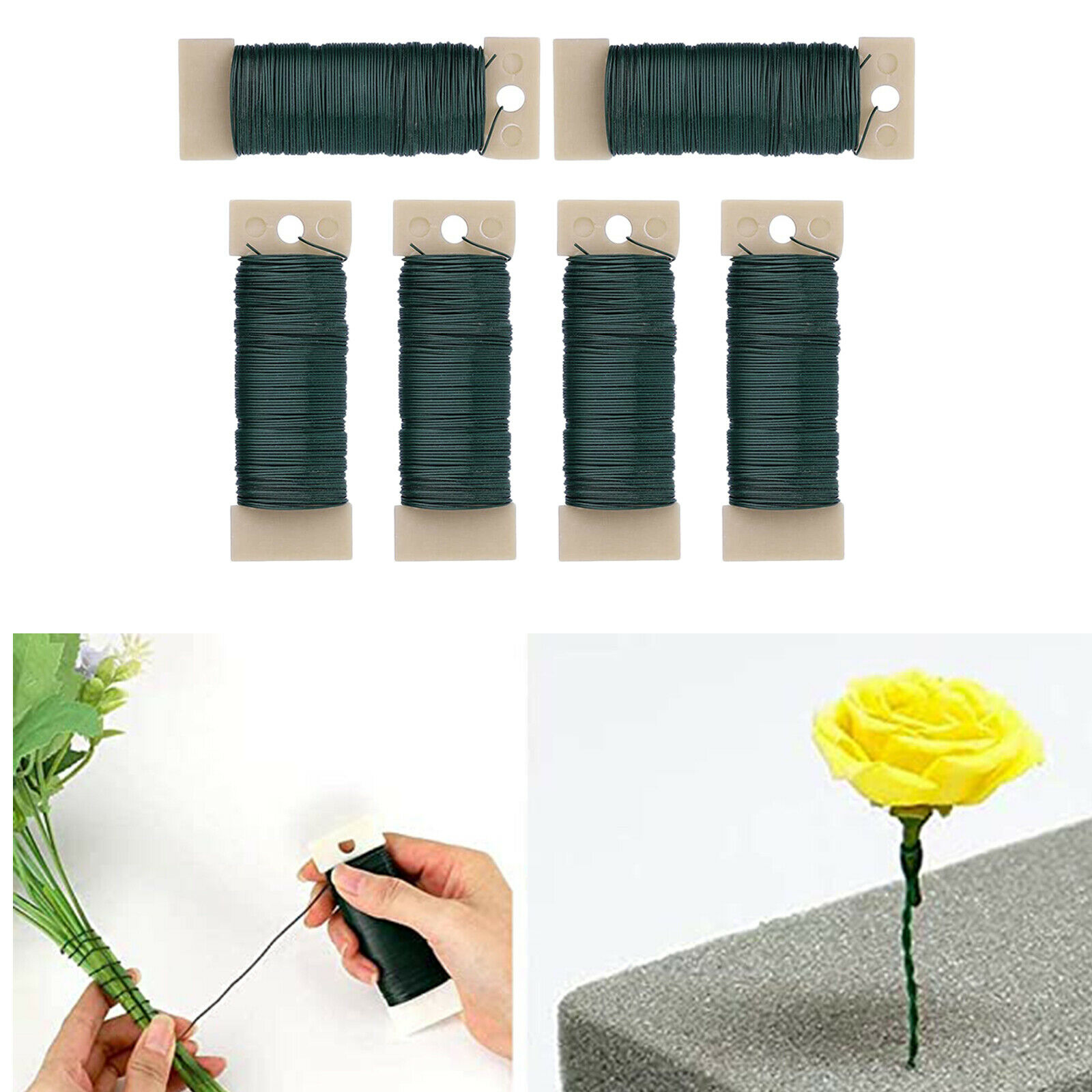6 Pack 230 Yards Green Floral Paddle Wire Flexible Florist Wire Garland