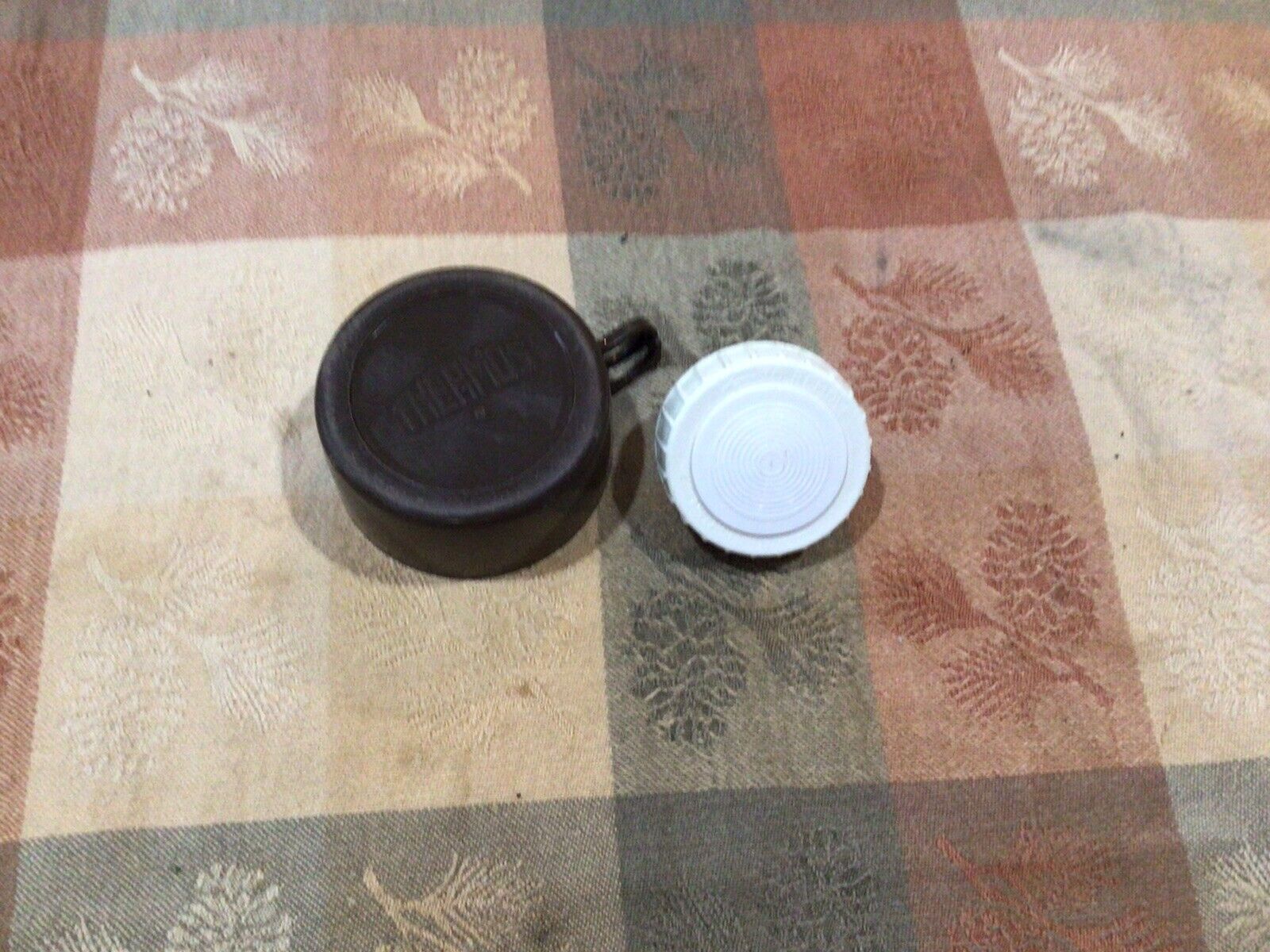 Vintage Aladdin Replacement Thermos Cup Brown Lid And Stopper