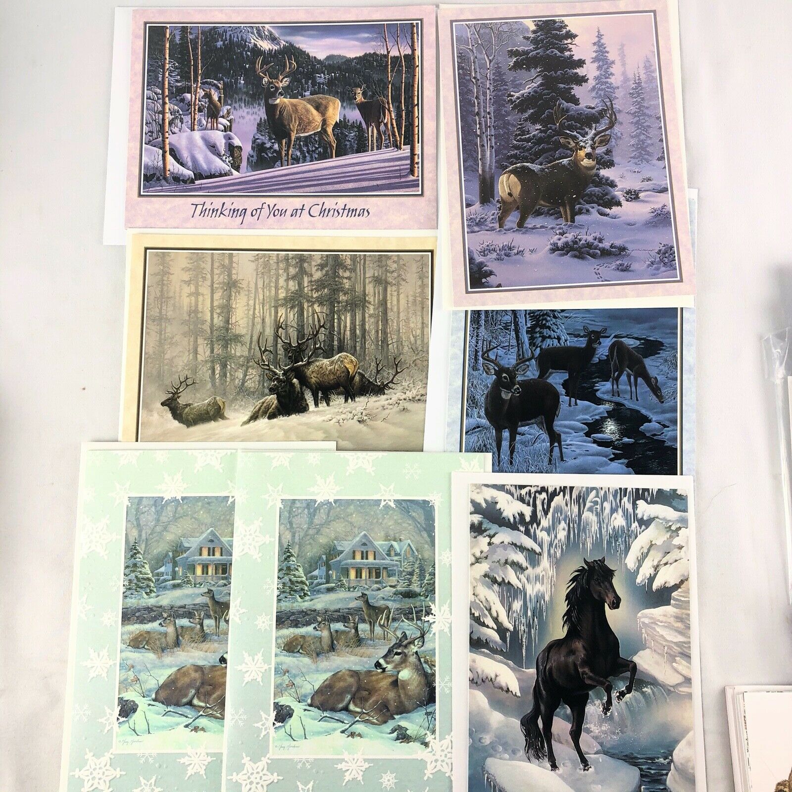 Vintage Leanin Tree Christmas 7 Cards & Envelopes Wildlife Designs