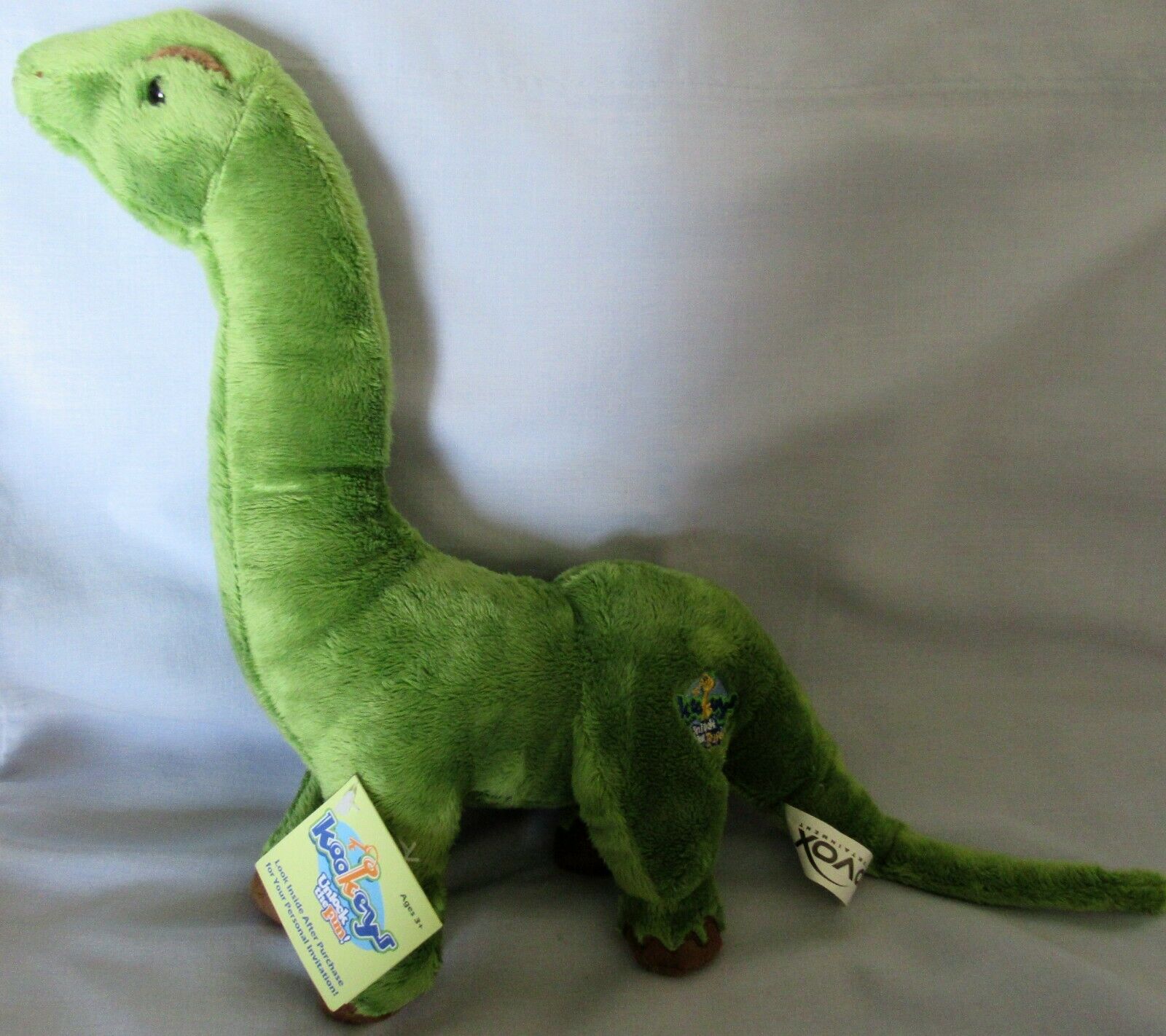 Brachiosaurus - Kookeys Green Dinosaur Plush - 10 Vox - Unused Code - 12" Tall