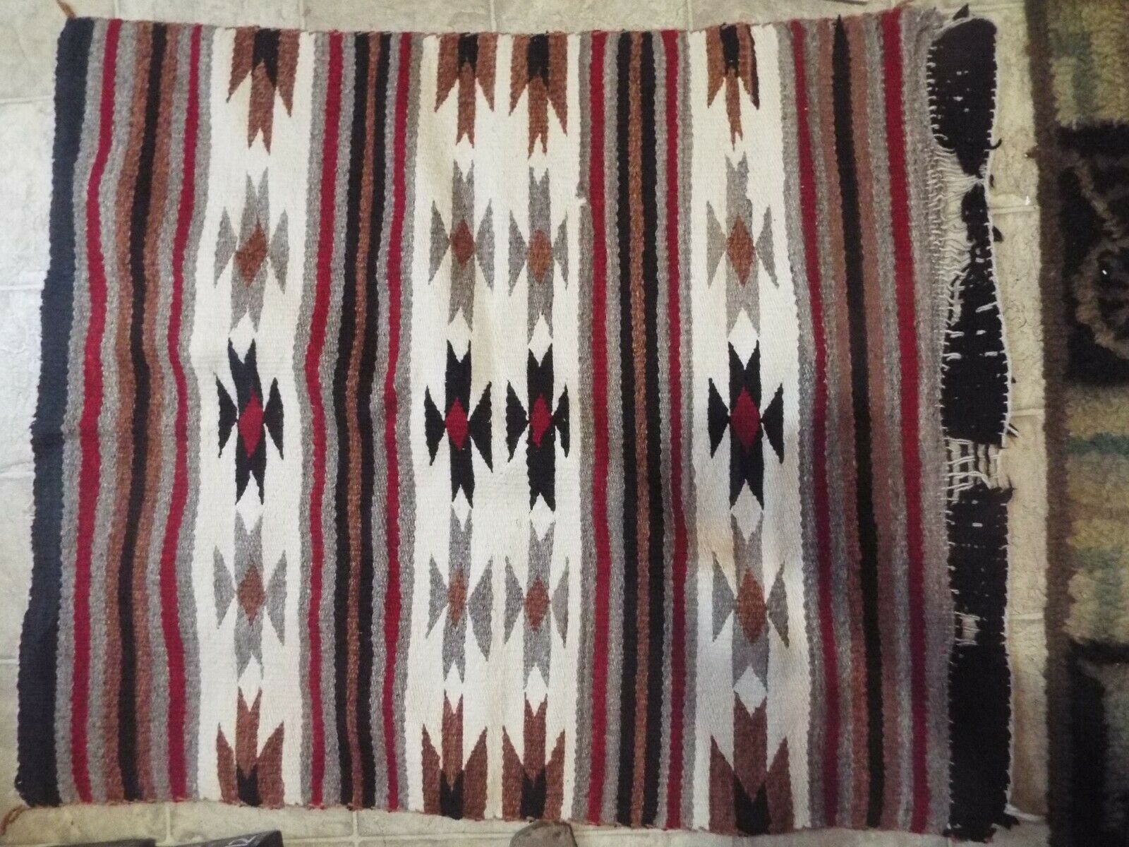 Vtg Early Navajo Indian Saddle Blanket Wool Rug Native American Indian B