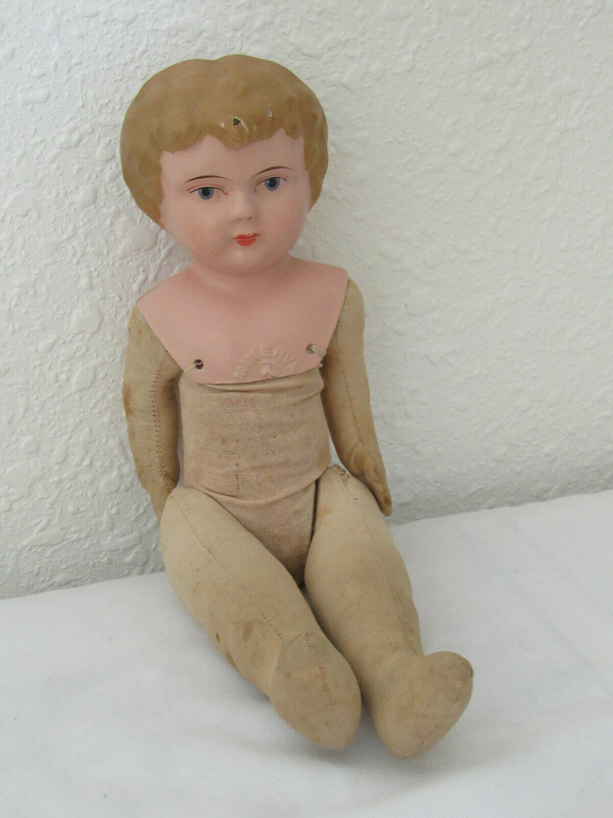 Girl Doll--c1890--tin Head And Shoulders---cloth Body--minerva