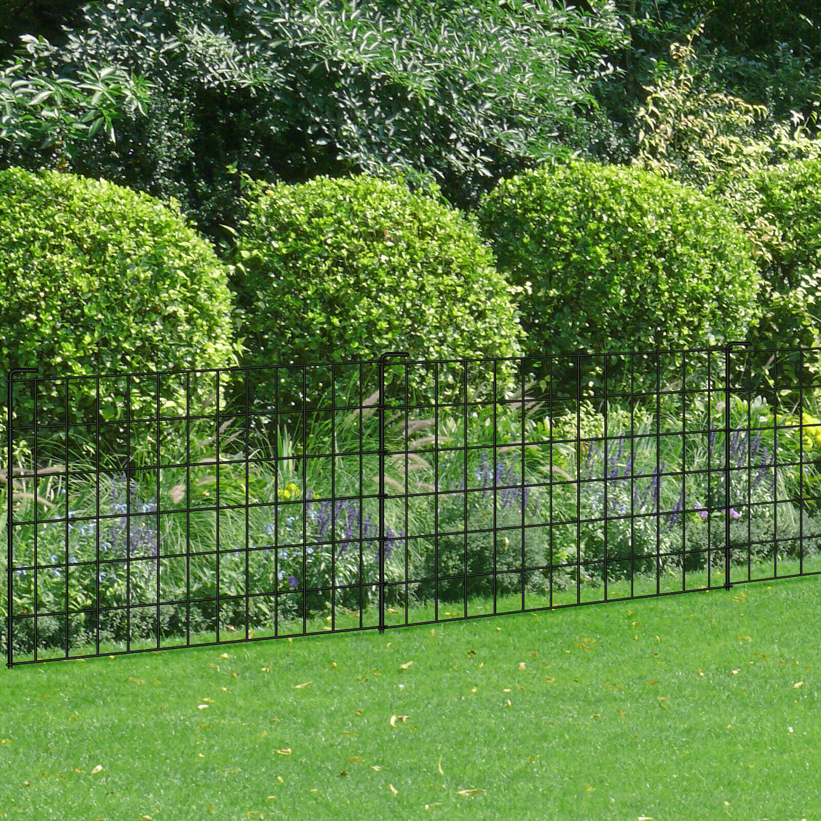 4pcs Decorative Garden Fence Panels Rustproof Folding Wire Border Animal Barrier