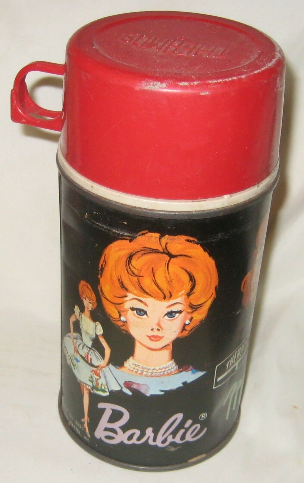 Vintage 1965 Barbie Midge Skipper Metal Thermos® W/ Soup Cup & Screw On Top