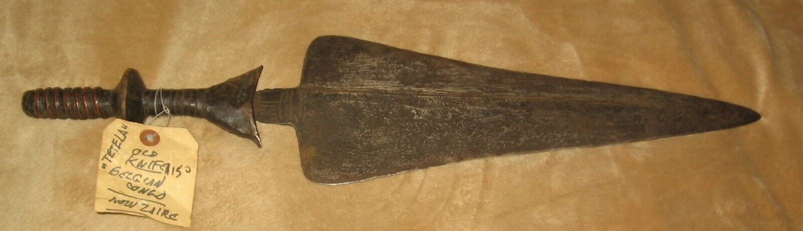 Antique African Ceremonial Knife -19th C - Belgium Congo Appox21 1/2 Inches Long