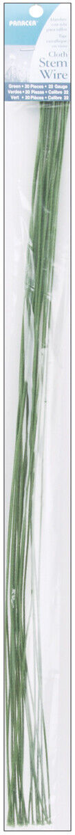 Panacea-cloth Covered Stem Wire 22 Gauge 18" 20/pkg-green