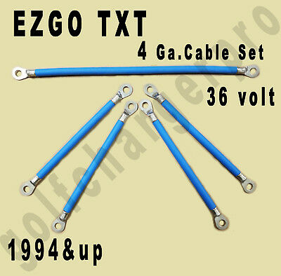 Ezgo Txt Golf Cart 36v 4 Ga Blue Hd Battery Cable Set