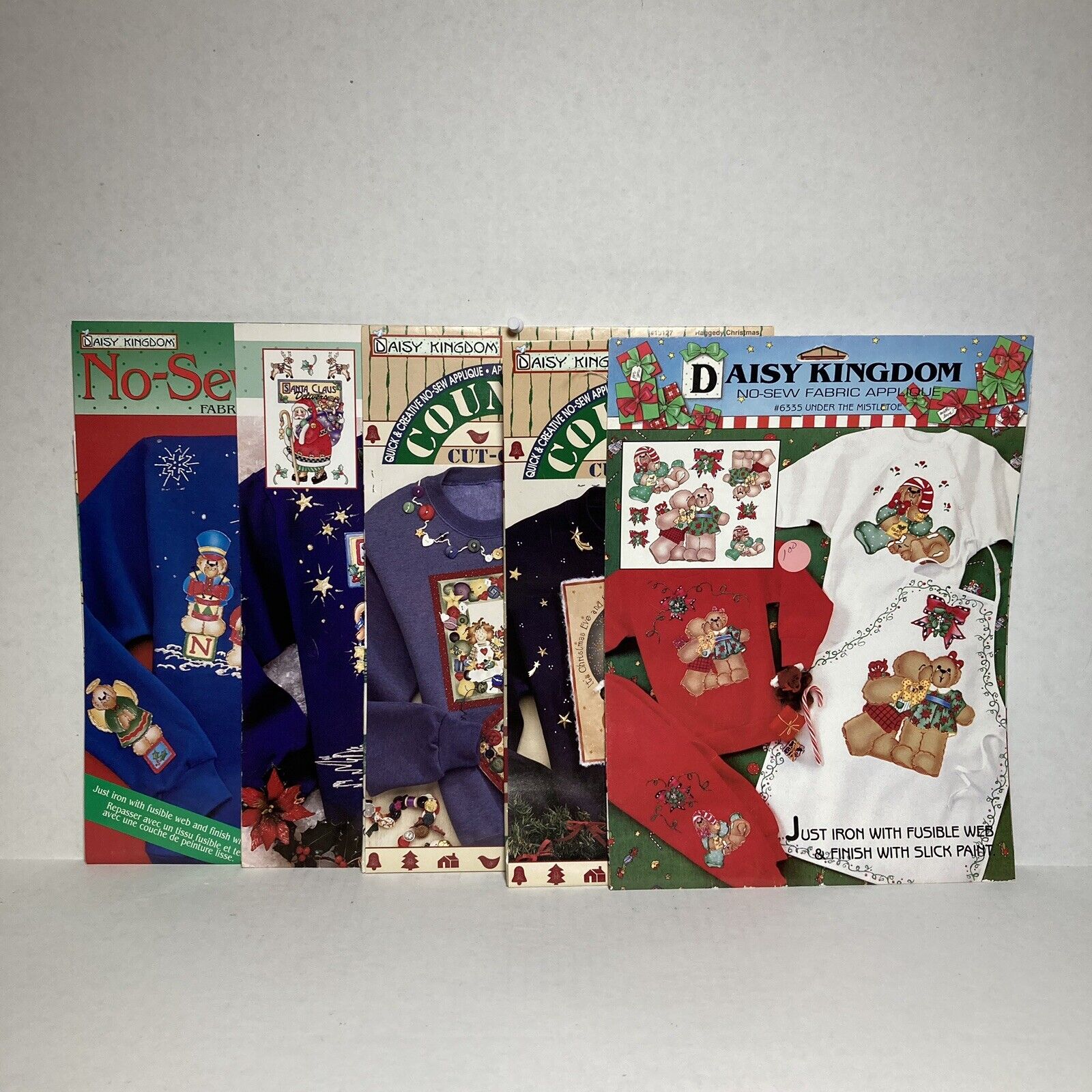 Vtg No-sew Daisy Kingdom Fabric Applique Christmas Lot Of 5 Nos 1990s