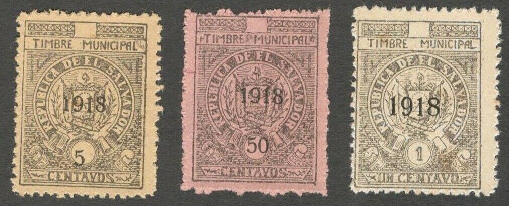 Aop El Salvador 1918 Revenue Stamps (3)