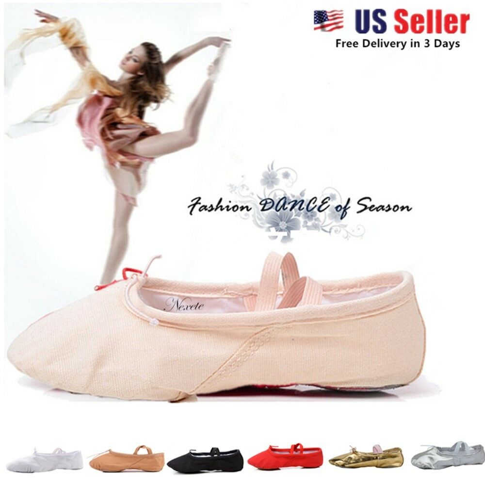 Toddler Girl & Adult  Ballet Dance Split-sole Fashion # 1 Canvas Slipper Shoes