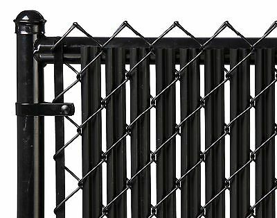 Chain Link Black Single Wall Ridged™ Privacy Slat For 4ft High Fence Bottom Lock