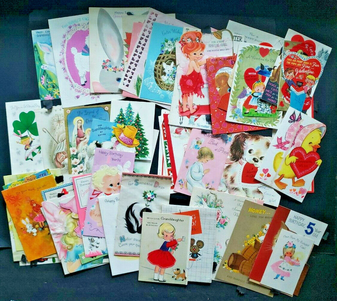Vintage Greeting Cards Holiday Bday Christmas Easter Valentine Lot 50+ Cards U30