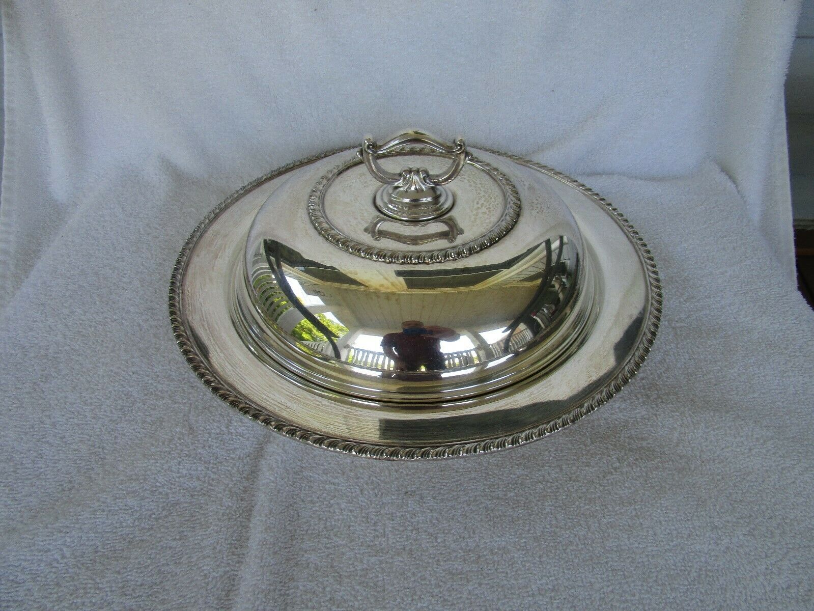 Large~  L.b.s. Co. Superfine Silverplate Epns Divided Covered Serving Dish~nice!