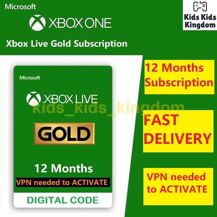 Xbox Live Gold 12 Month Membership - Xbox One 360 Vpn Required