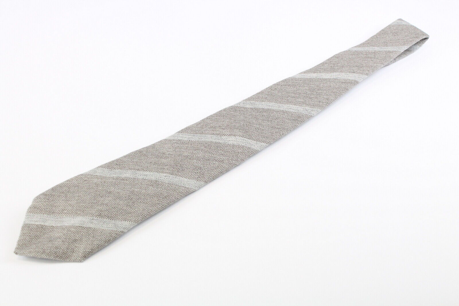 Suitsupply 150 X 8 Cm Men Tie Wool Silk Blended Striped Pointed-end Beige Grey