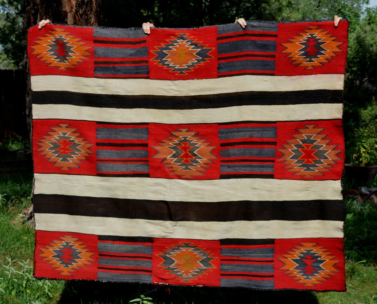 Navajo Indian Chiefs Blanket - 1890 - 1910  Second / Third Phase Variant 56 X 69