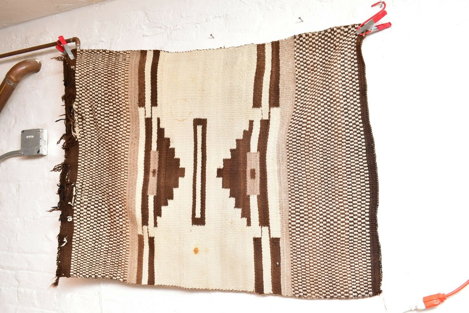 Vintage Navajo Rug Native American Indian Weaving Textile Antique 42"x30 Large