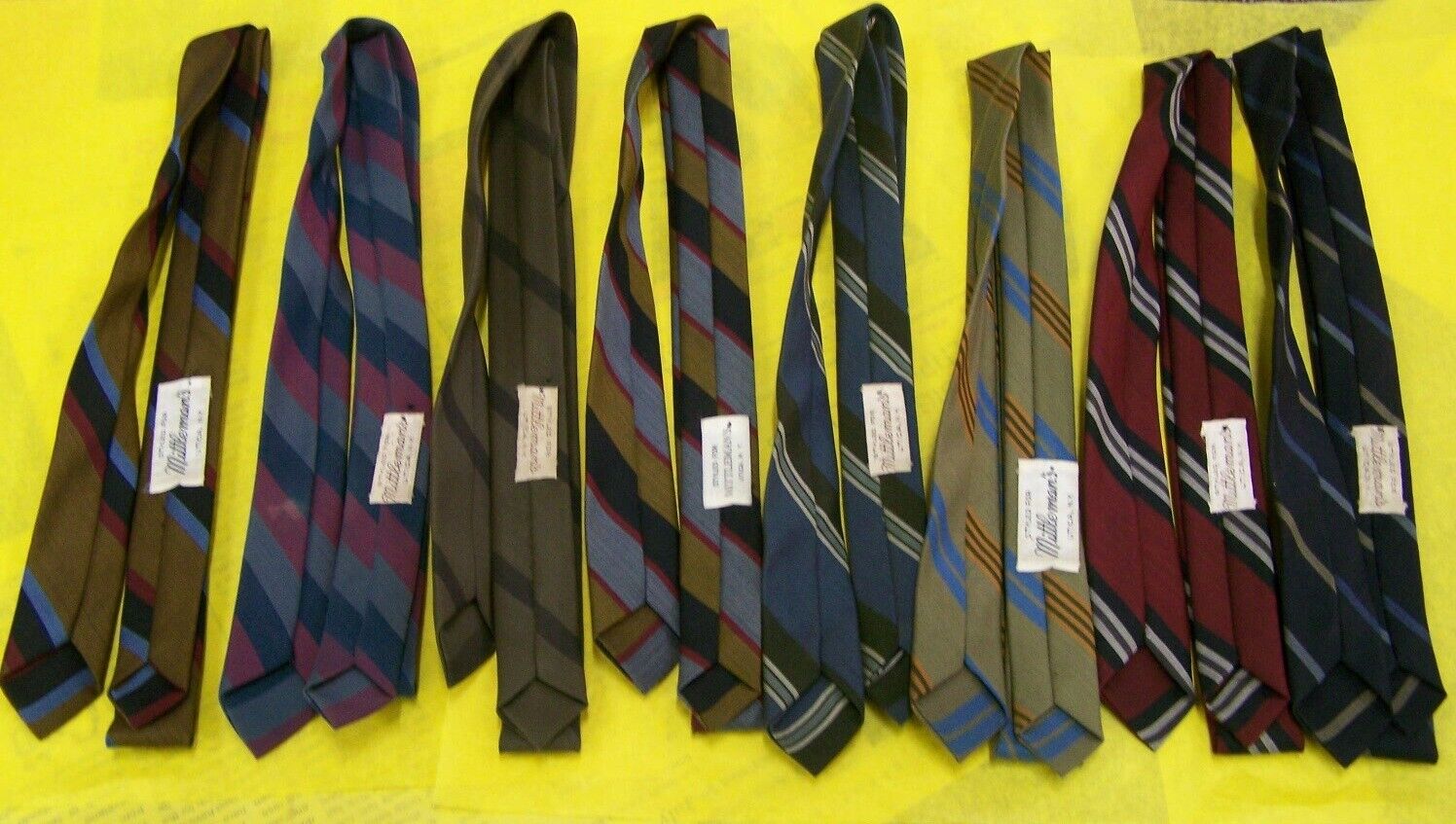 Lot 8 Vintage Men's Narrow Skinny 1.25" Neckties Mittleman's Utica Ny Store Mcm
