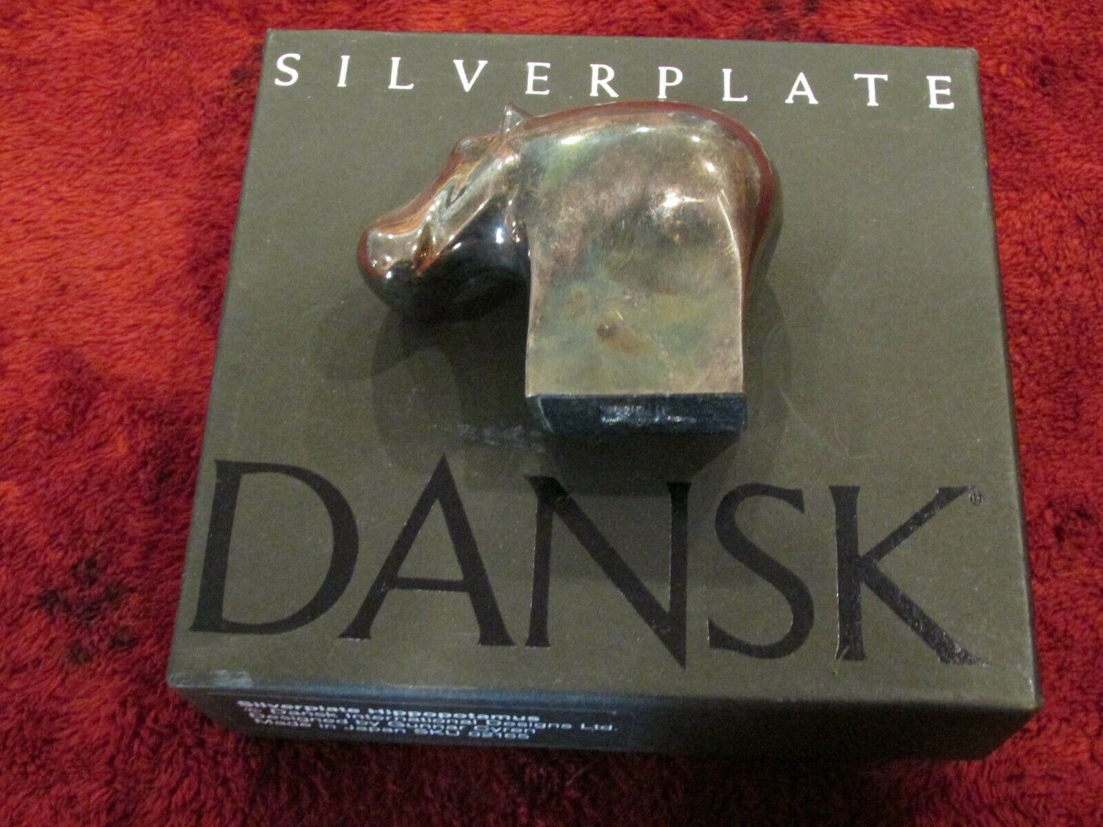 Dansk Silverplate 2165 Hippo Hippopotamus Paperweight Gunnar Cyren Japan Mcm Box