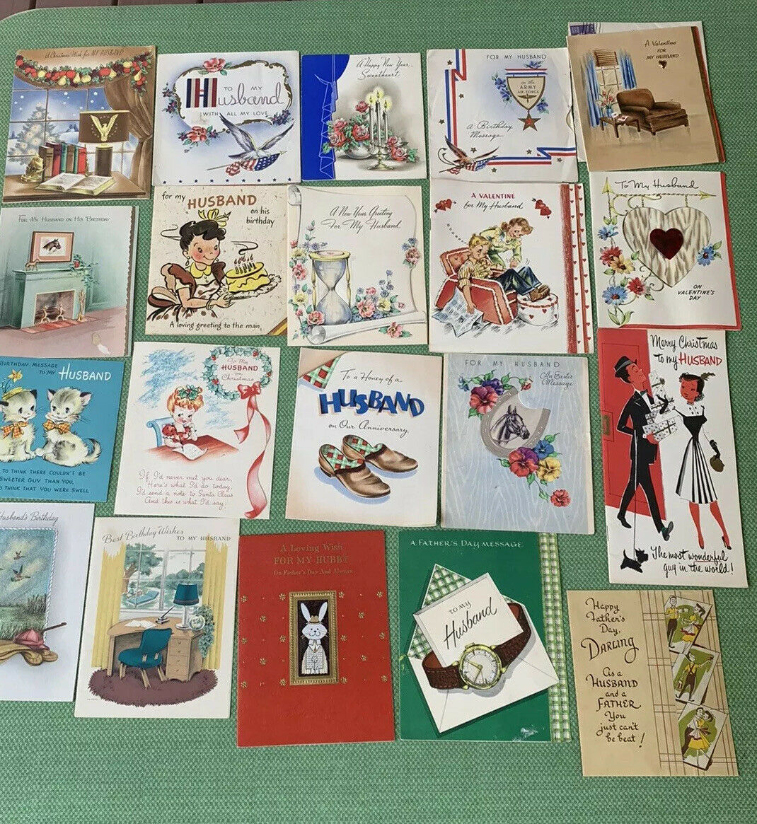 Lot 1940s 50s Vintage 20 Greeting Card ￼mcm Military Wartime Hallmark Norcross
