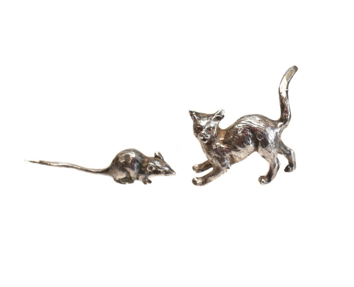 Bigiotterie Il Giardino 800 Italian Silver Miniature Cat & Mouse Tom & Jerry