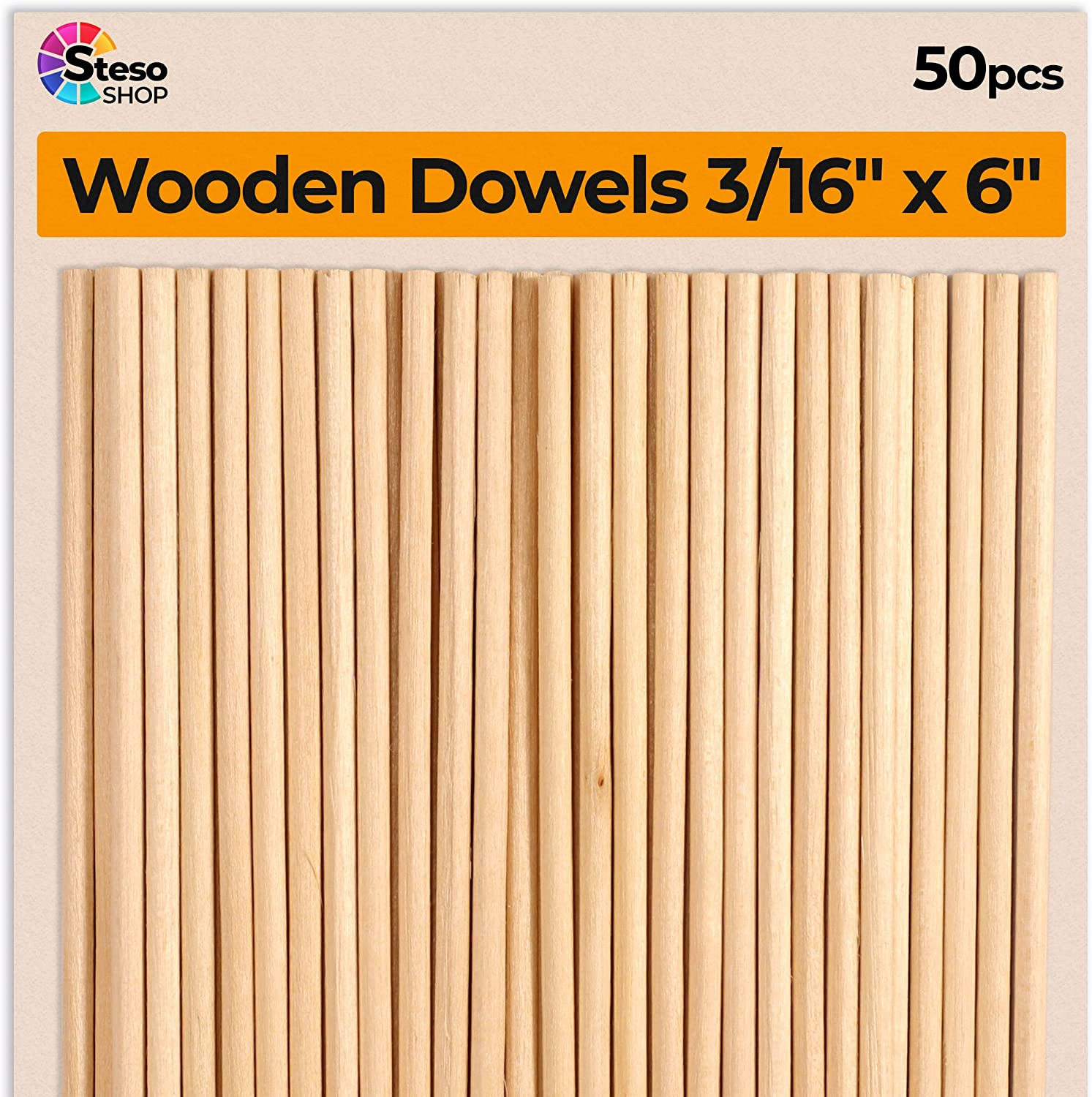 Wooden Dowel Rods 6 Inch - 3/16 Hardwood Dowels Wood - Craft Dowels For Project