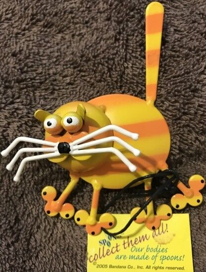 Spoonies By Yardbirds Fat Cat Magnet Retired Yellow Orange Made From A Spoon