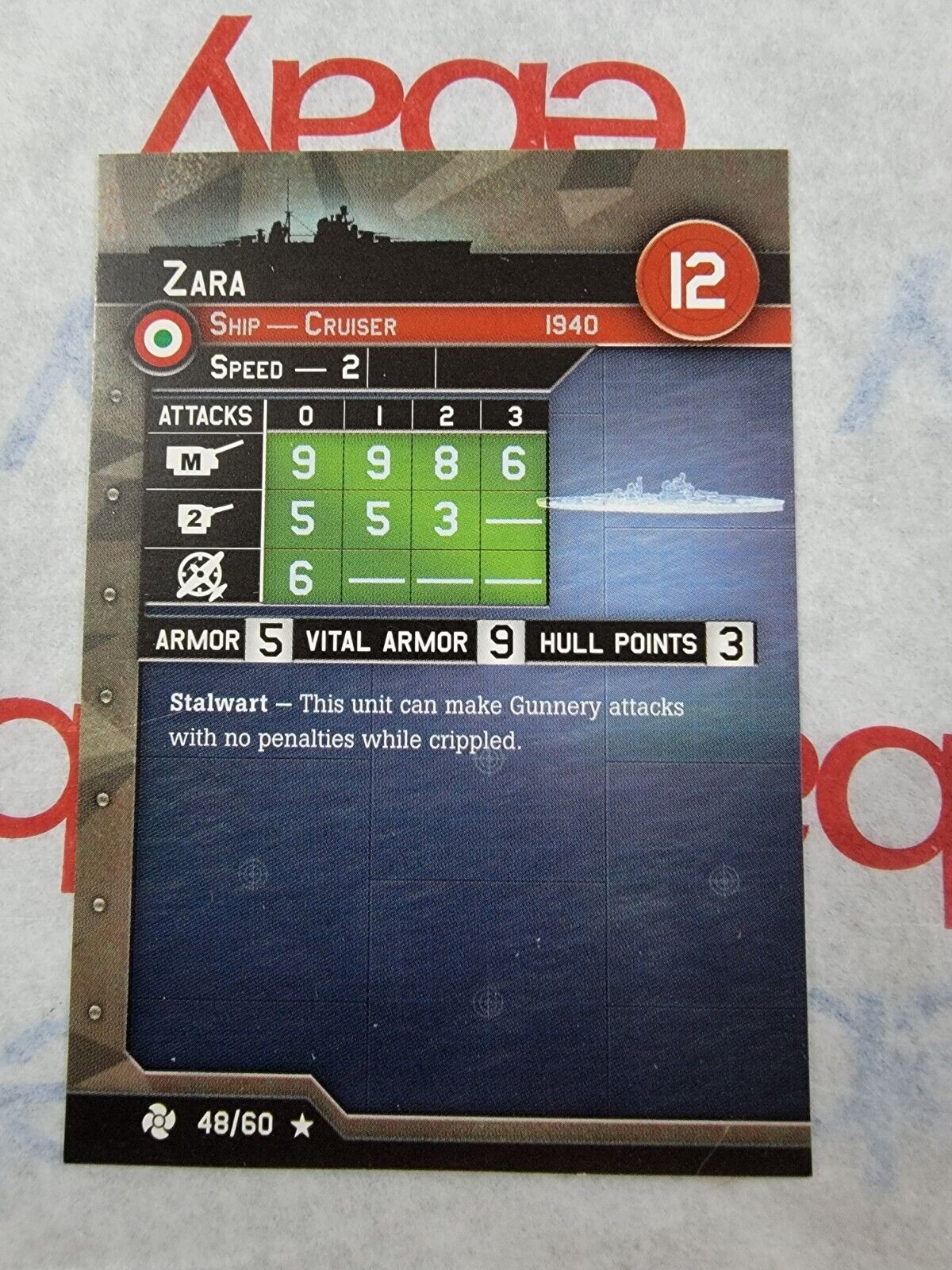 Axis Allies War At Sea Miniatures Italian Card Only Zara
